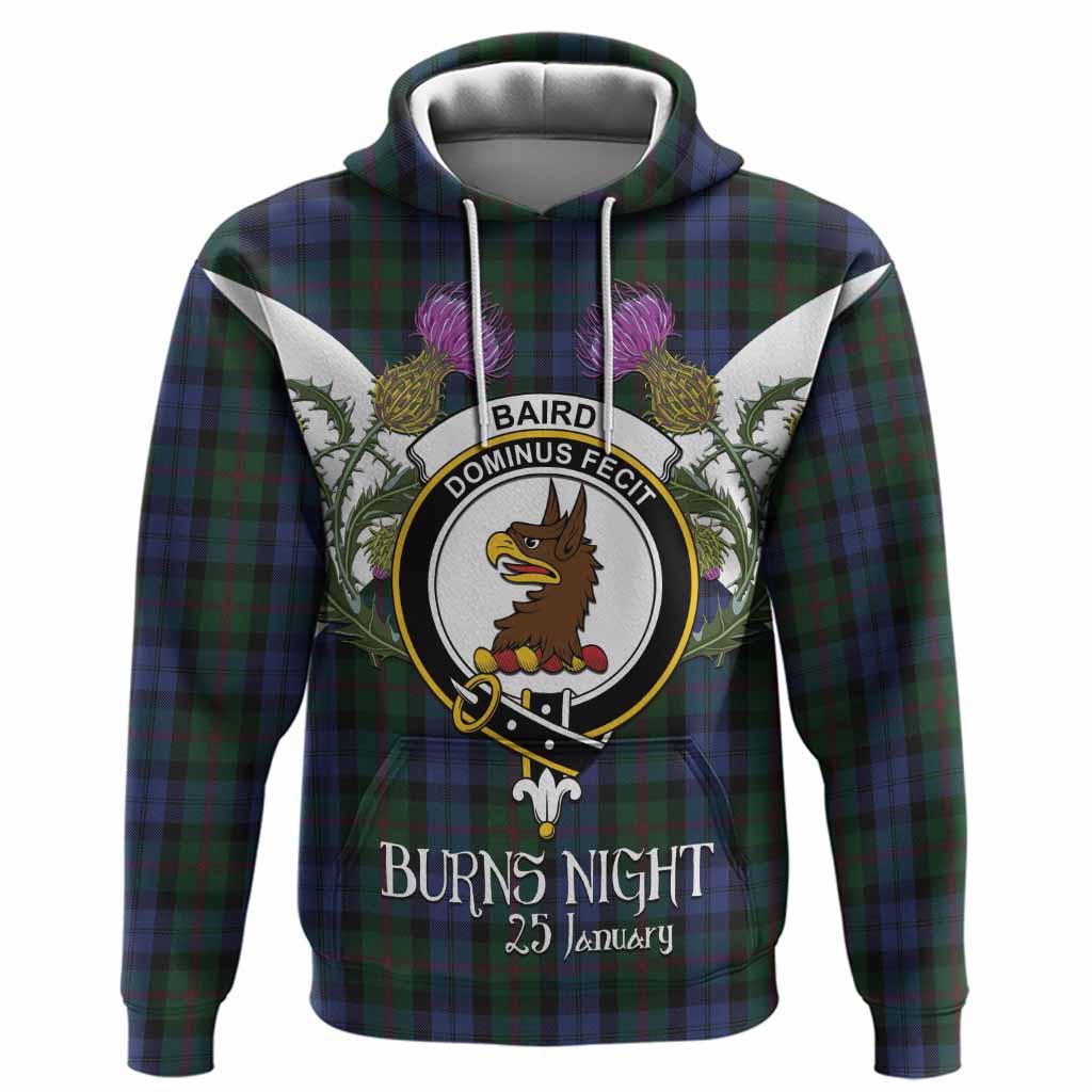 Baird Tartan Family Crest Hoodie Scottish Burns Night Thistle Floral