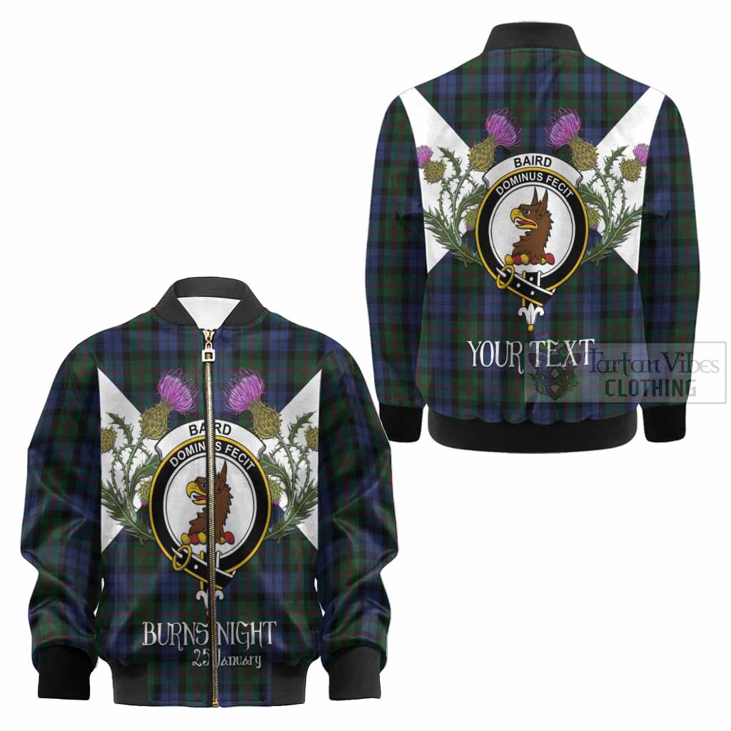 Baird Tartan Family Crest Kid Bomber Jacket Scottish Burns Night Thistle Floral