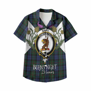 Baird Tartan Family Crest Kid Hawaiian Shirt Scottish Burns Night Thistle Floral