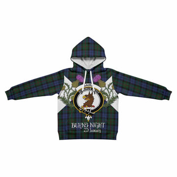 Baird Tartan Family Crest Kid Hoodie Scottish Burns Night Thistle Floral
