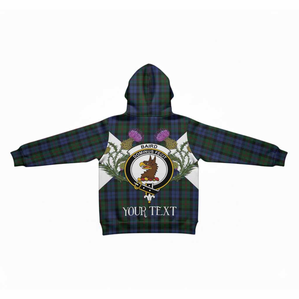 Baird Tartan Family Crest Kid Hoodie Scottish Burns Night Thistle Floral