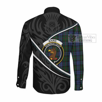 Baird Tartan Family Crest Long Sleeve Button Shirts Celtic Scottish Thistle Floral