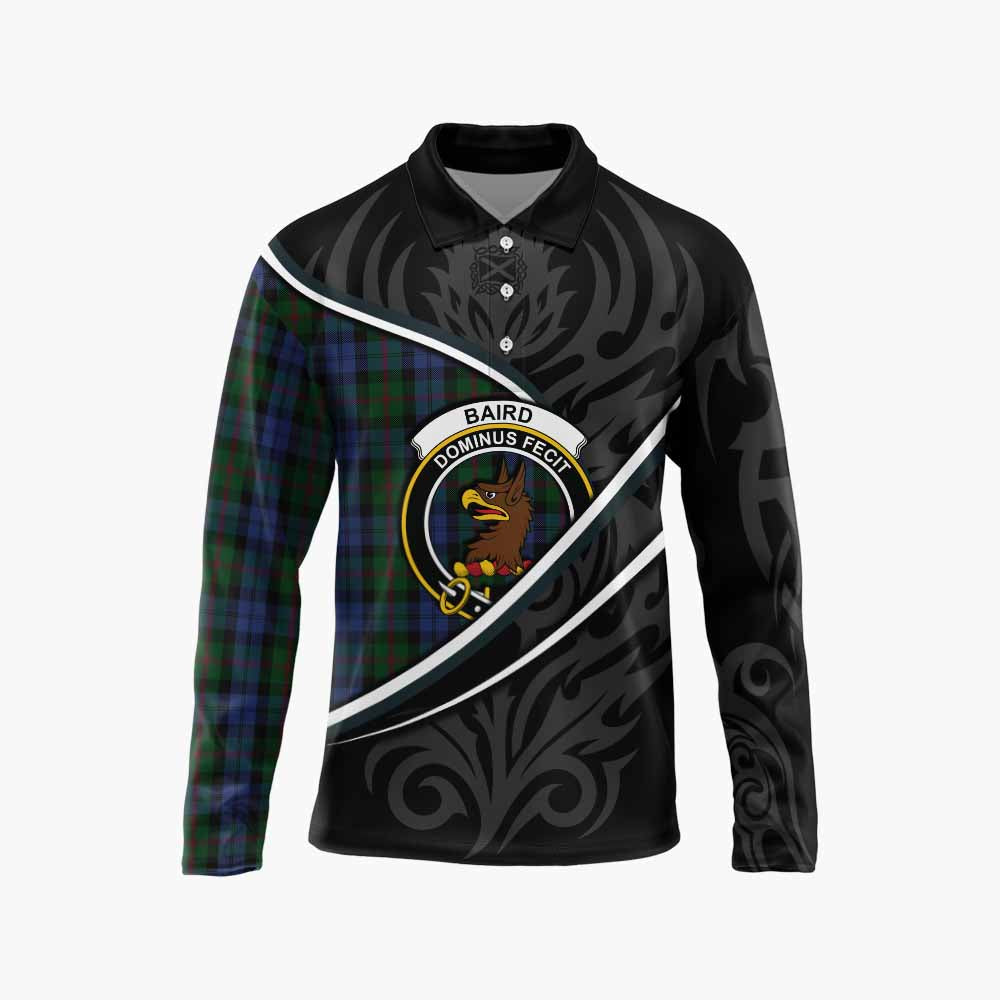 Baird Tartan Family Crest Long Sleeve Polo Shirt Celtic Scottish Thistle Floral - Tartan Vibes Clothing
