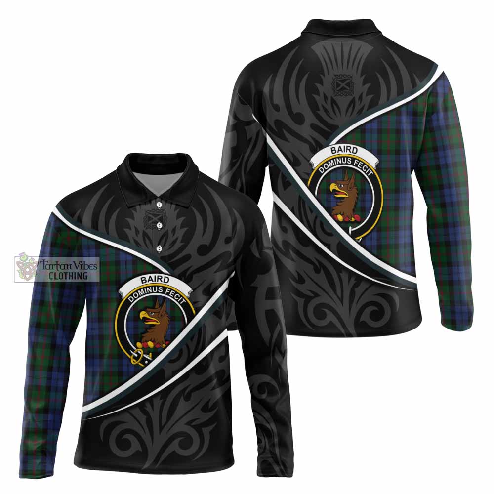 Baird Tartan Family Crest Long Sleeve Polo Shirt Celtic Scottish Thistle Floral - Tartan Vibes Clothing