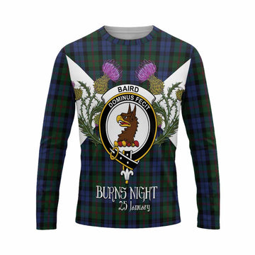 Baird Tartan Family Crest Long Sleeve T-Shirt Scottish Burns Night Thistle Floral