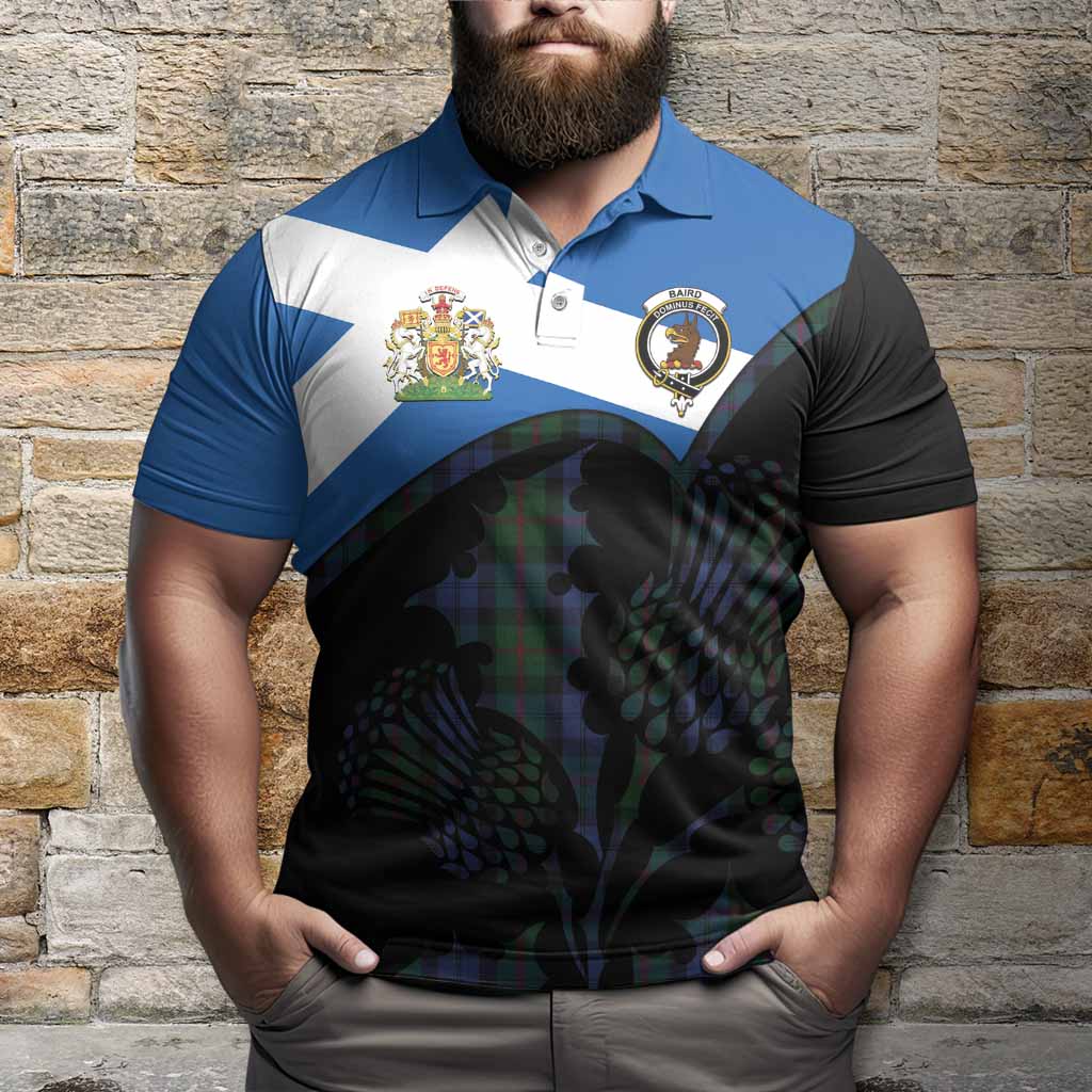 Baird Tartan Family Crest Polo Shirt Scotland Thistle Floral Flag Style