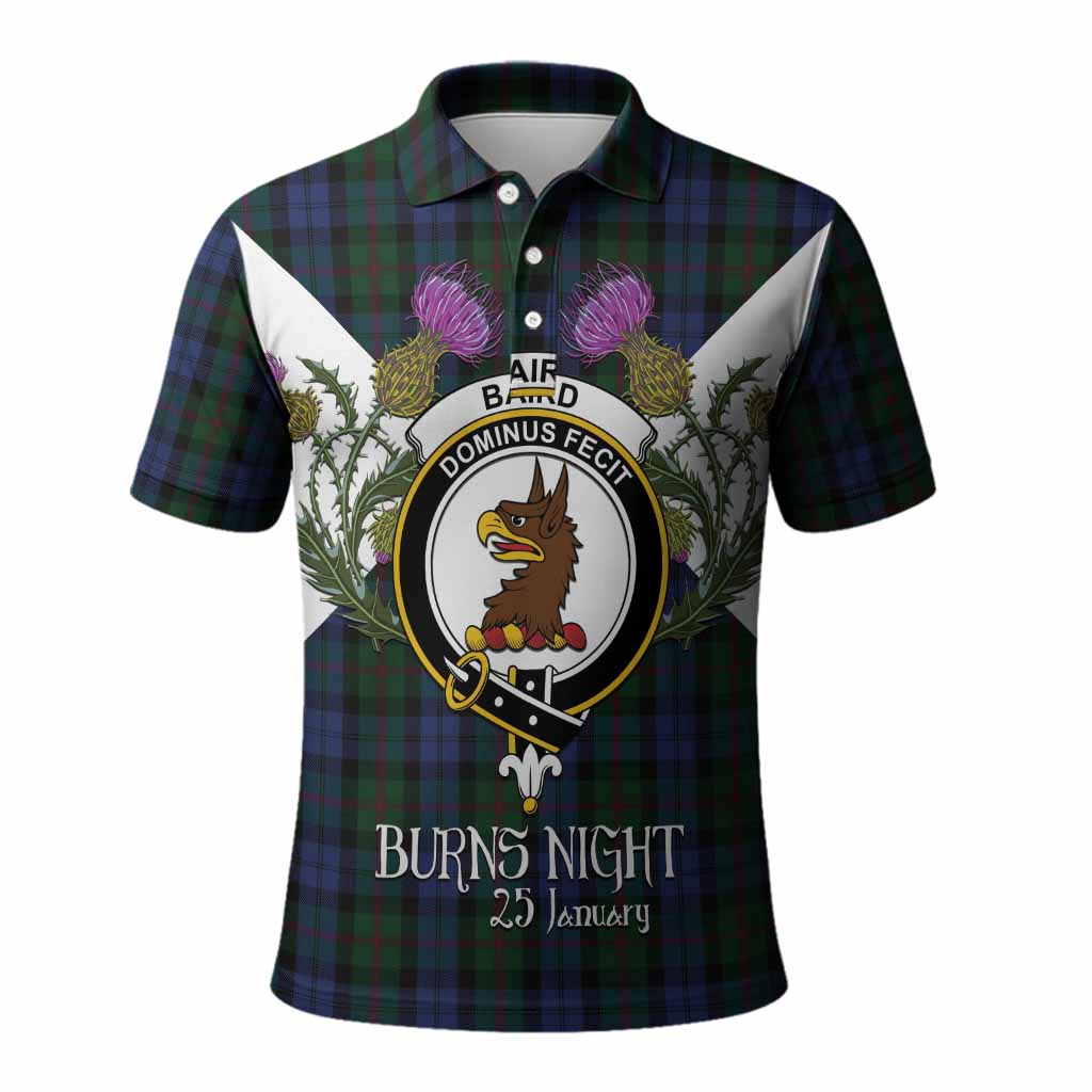 Baird Tartan Family Crest Polo Shirt Scottish Burns Night Thistle Floral
