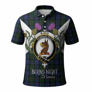 Baird Tartan Family Crest Polo Shirt Scottish Burns Night Thistle Floral