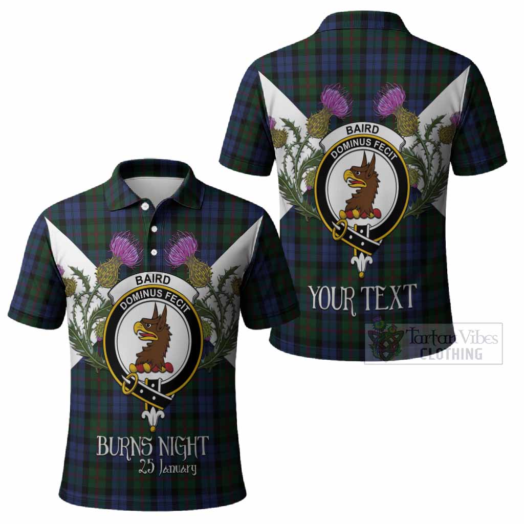 Baird Tartan Family Crest Polo Shirt Scottish Burns Night Thistle Floral