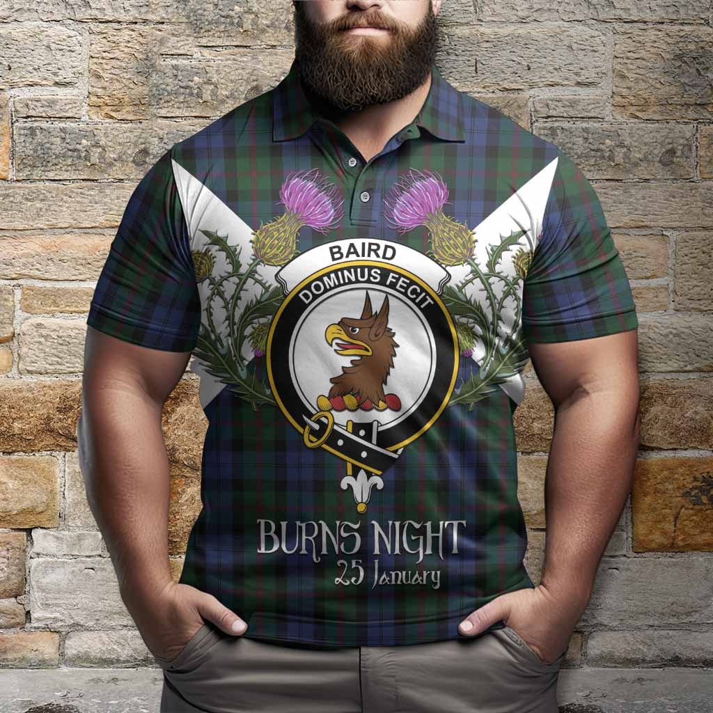 Baird Tartan Family Crest Polo Shirt Scottish Burns Night Thistle Floral