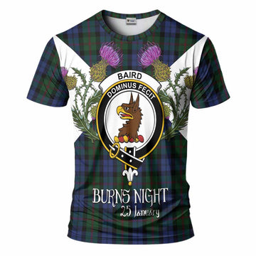 Baird Tartan Family Crest T-Shirt Scottish Burns Night Thistle Floral