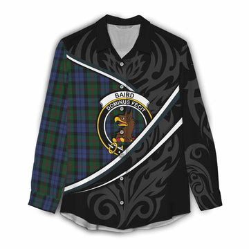 Baird Tartan Family Crest Women Casual Shirt Celtic Scottish Thistle Floral