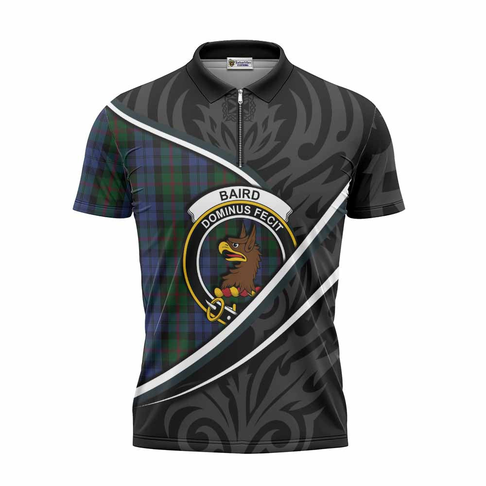 Baird Tartan Family Crest Zipper Polo Shirt Celtic Scottish Thistle Floral - Tartan Vibes Clothing