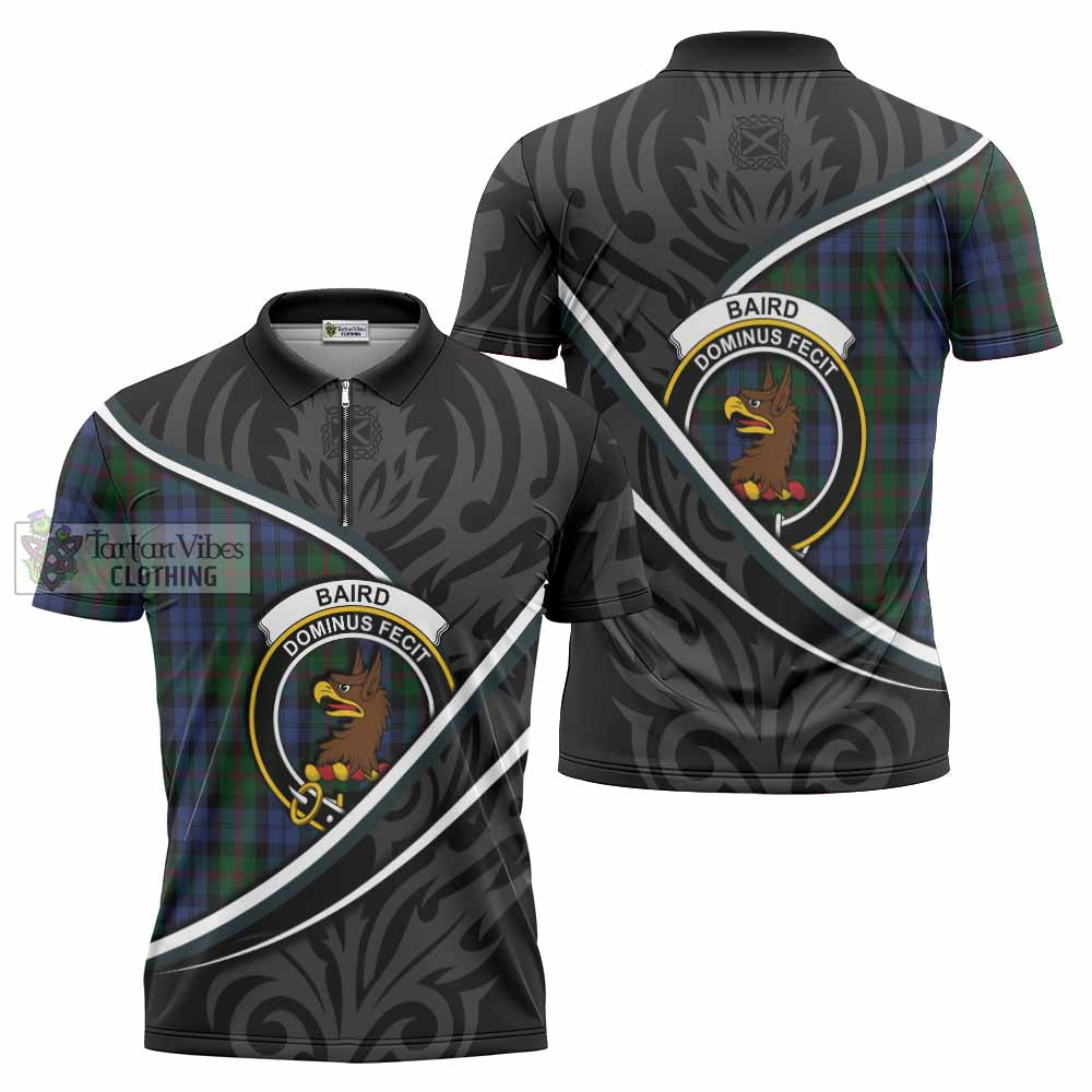 Baird Tartan Family Crest Zipper Polo Shirt Celtic Scottish Thistle Floral - Tartan Vibes Clothing