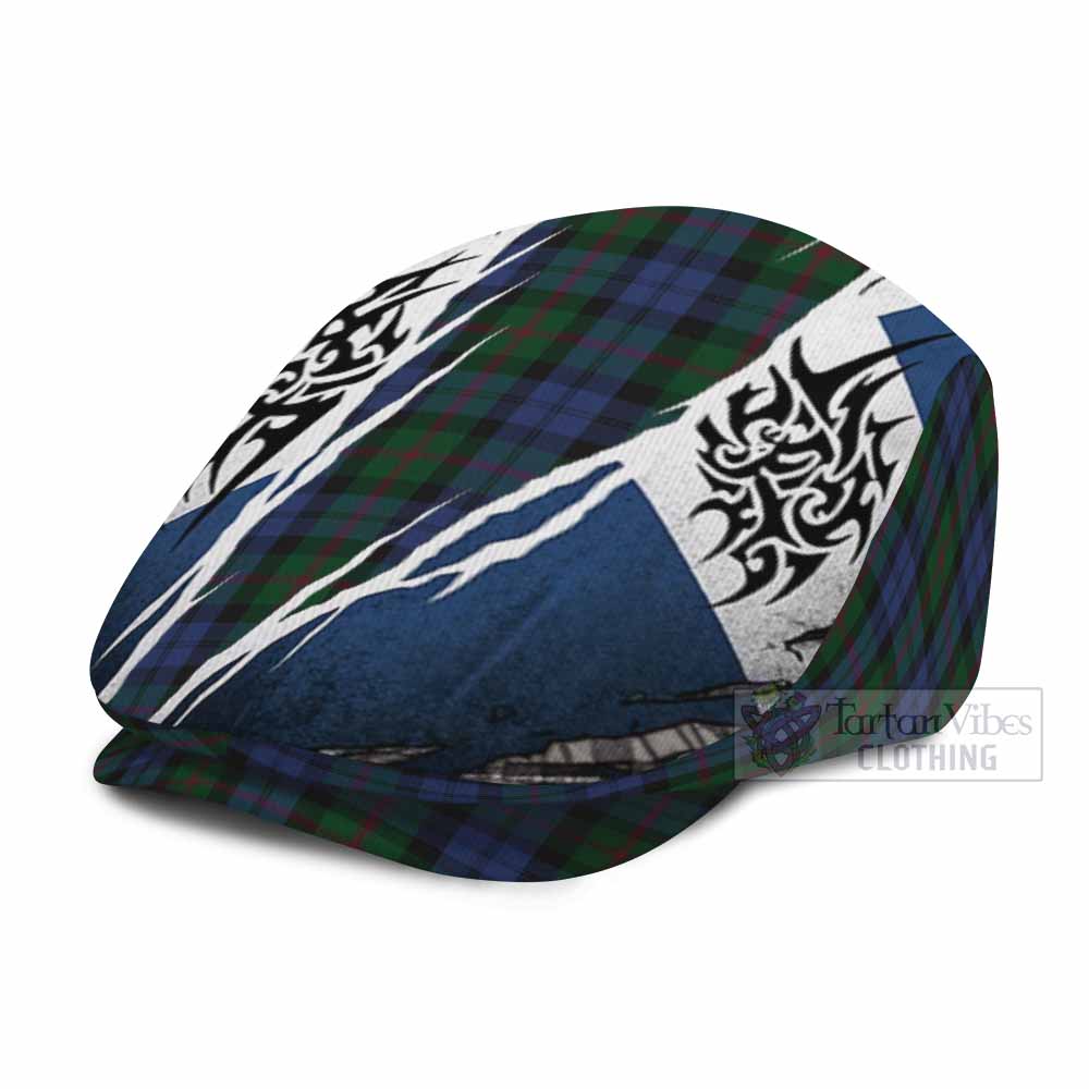 Baird Tartan Flat Cap, Jeff Cap Scotland Flag Ripped Tribal Design