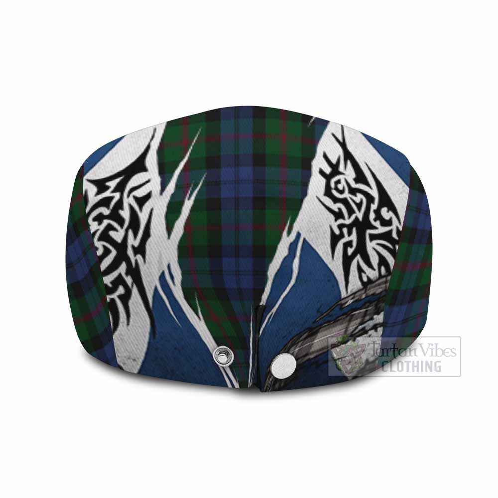Baird Tartan Flat Cap, Jeff Cap Scotland Flag Ripped Tribal Design