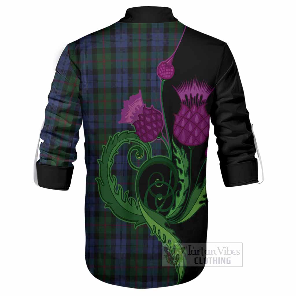 Baird Tartan Ghillie Shirt Traditional Scottish Thistle