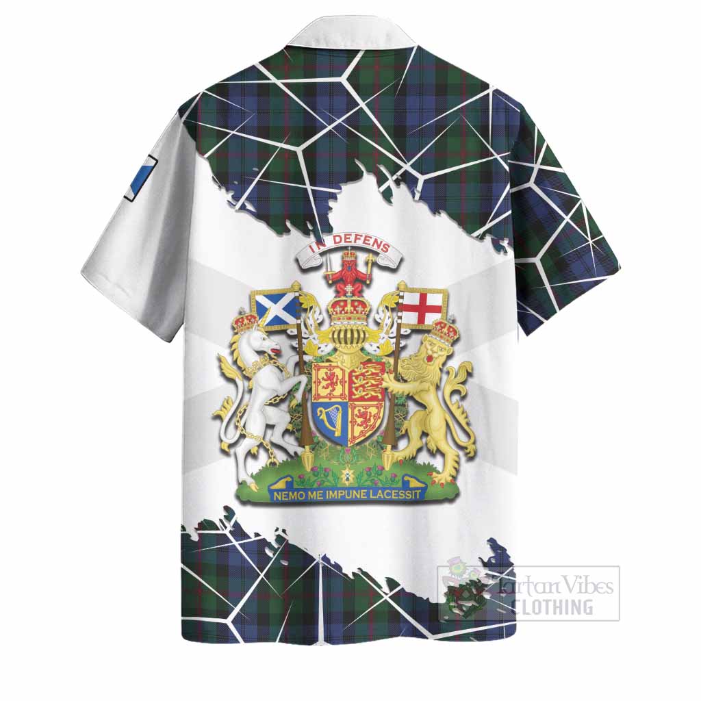 Baird Tartan Hawaiian Shirt with Family Crest and Lion Rampant Grunge Style