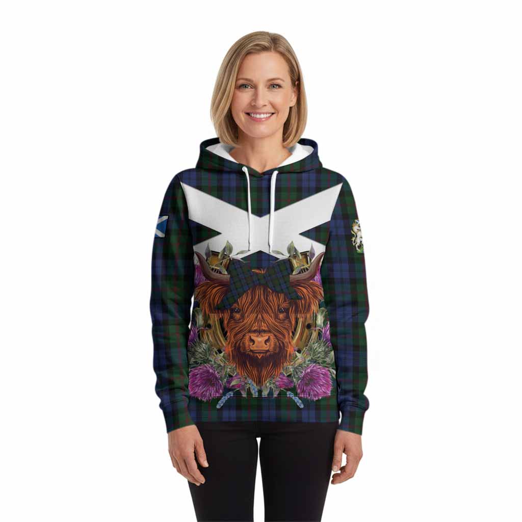 Baird Tartan Hoodie Scottish Thistle Heilan Coo