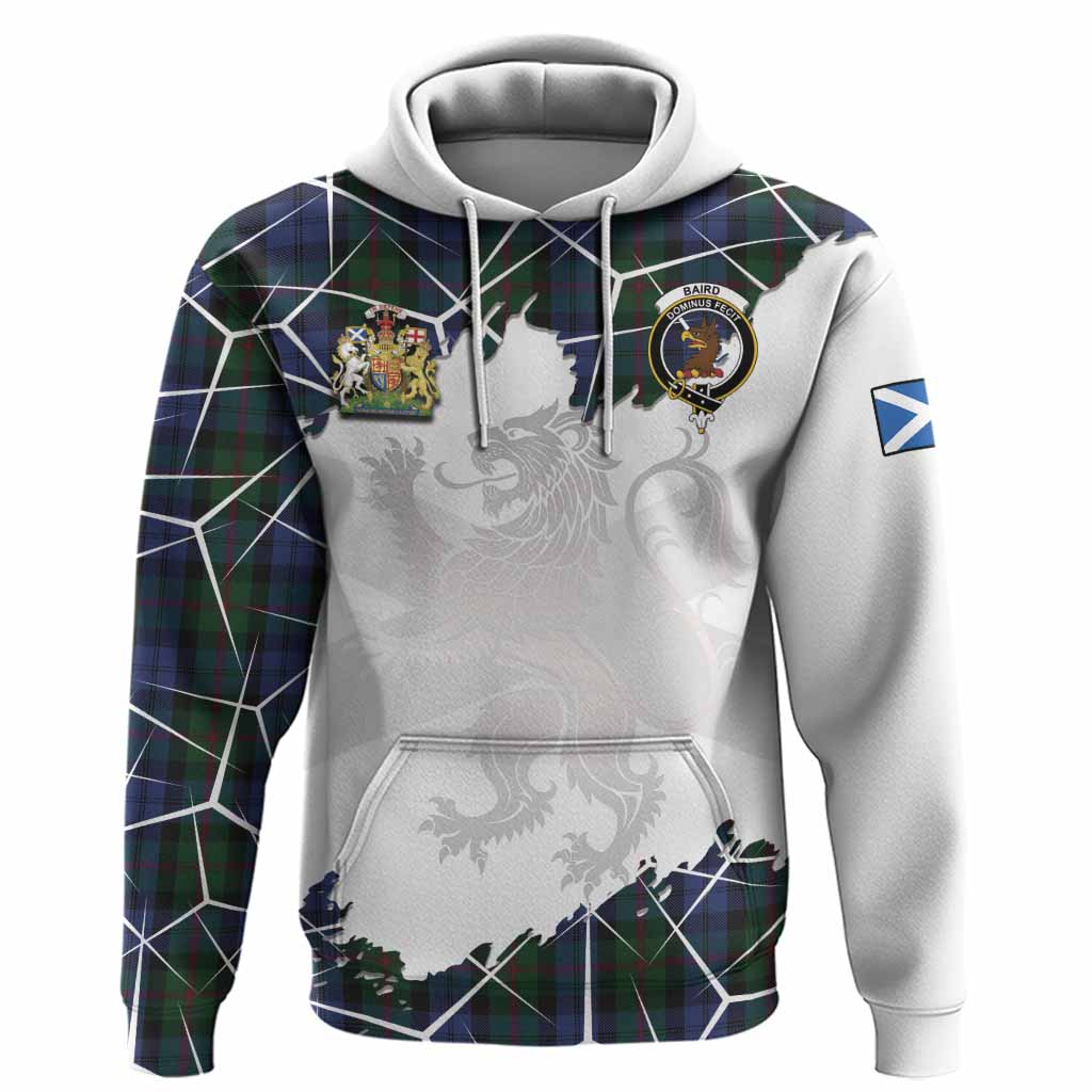 Baird Tartan Hoodie with Family Crest and Lion Rampant Grunge Style