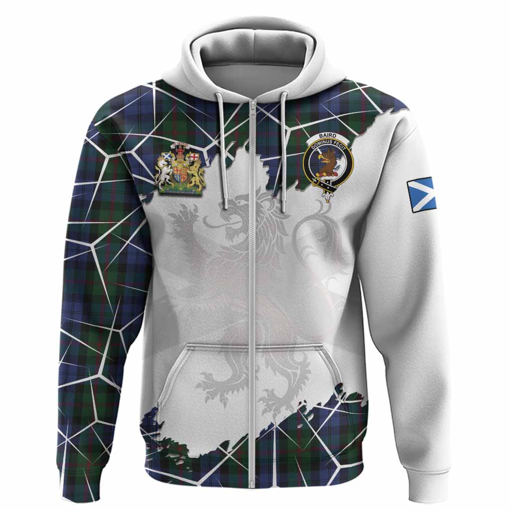 Baird Tartan Hoodie with Family Crest and Lion Rampant Grunge Style