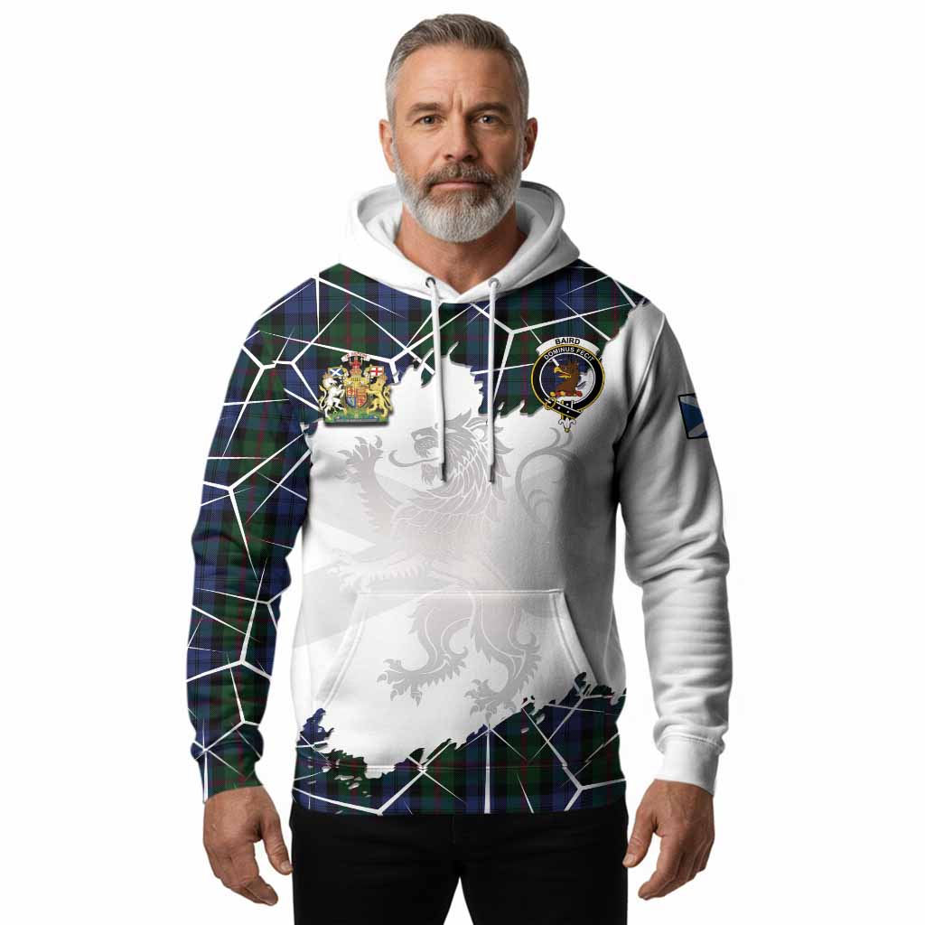 Baird Tartan Hoodie with Family Crest and Lion Rampant Grunge Style