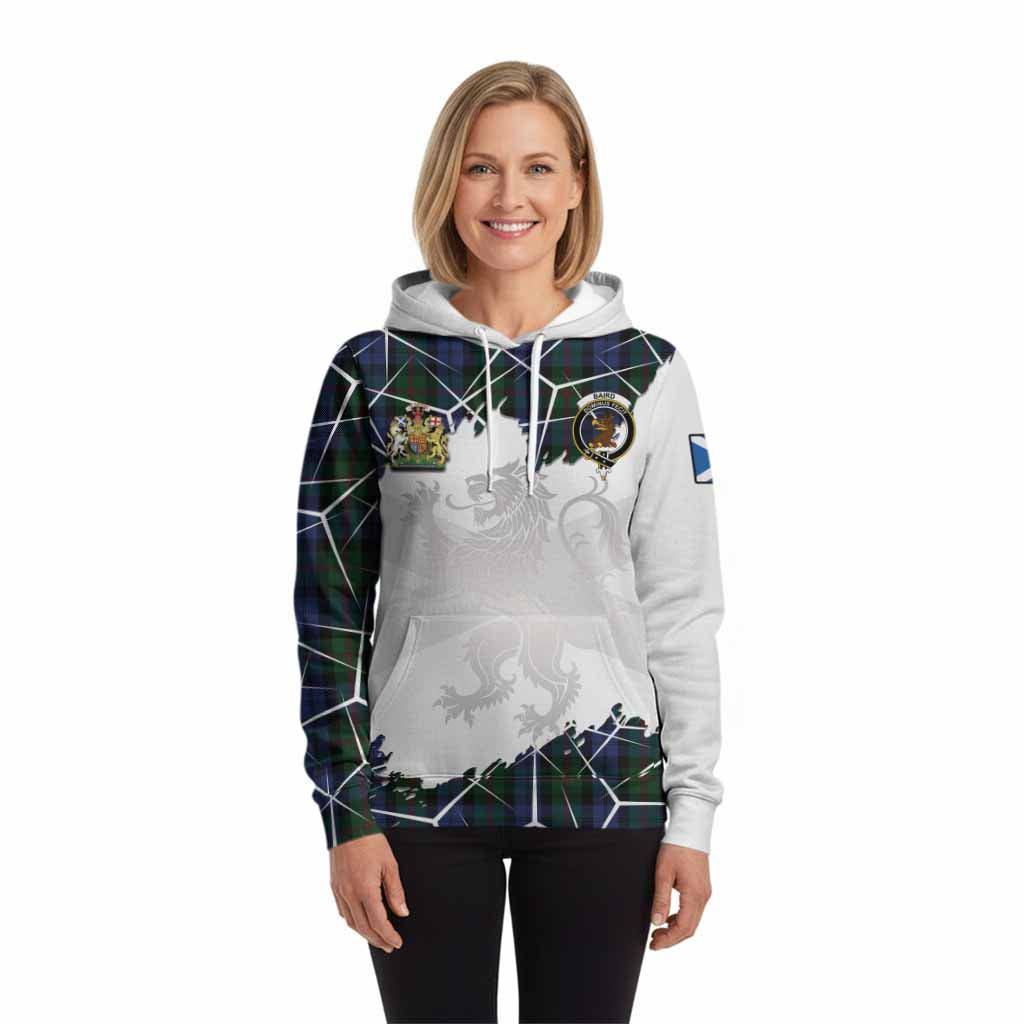 Baird Tartan Hoodie with Family Crest and Lion Rampant Grunge Style