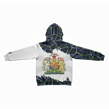 Baird Tartan Kid Hoodie with Family Crest and Lion Rampant Grunge Style