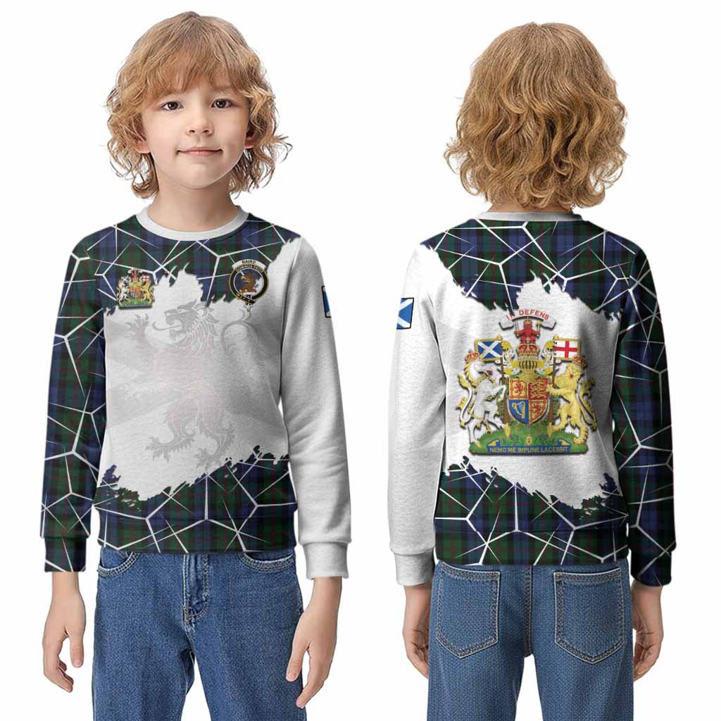 Baird Tartan Kid Knitted Sweatshirt with Family Crest and Lion Rampant Grunge Style