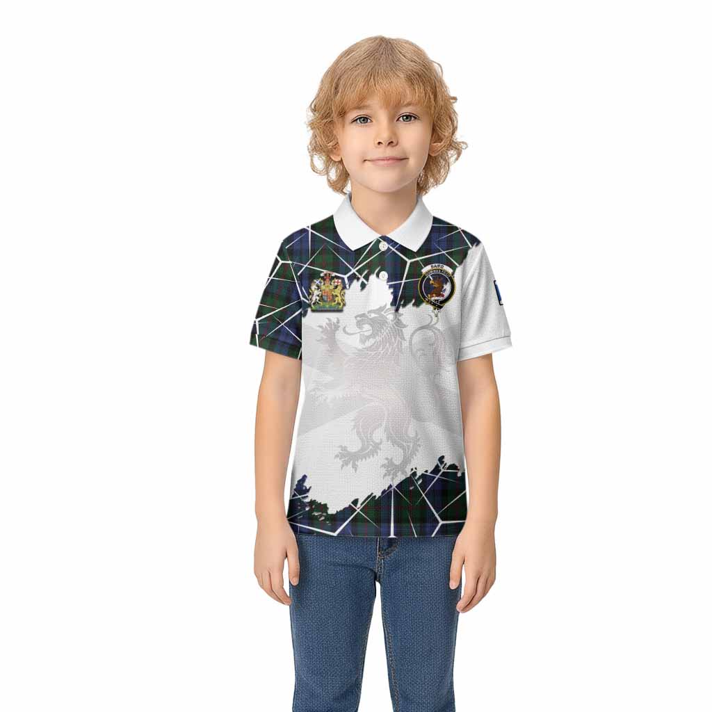 Baird Tartan Kid Polo Shirt with Family Crest and Lion Rampant Grunge Style
