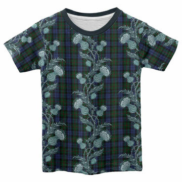 Baird Tartan Kid T-shirt Seamless Scottish Thistle Flowers