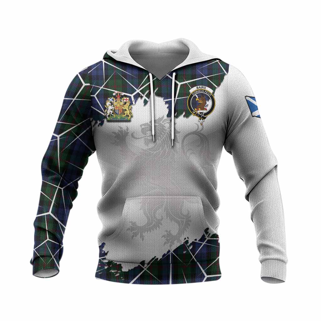 Baird Tartan Knitted Hoodie with Family Crest and Lion Rampant Grunge Style