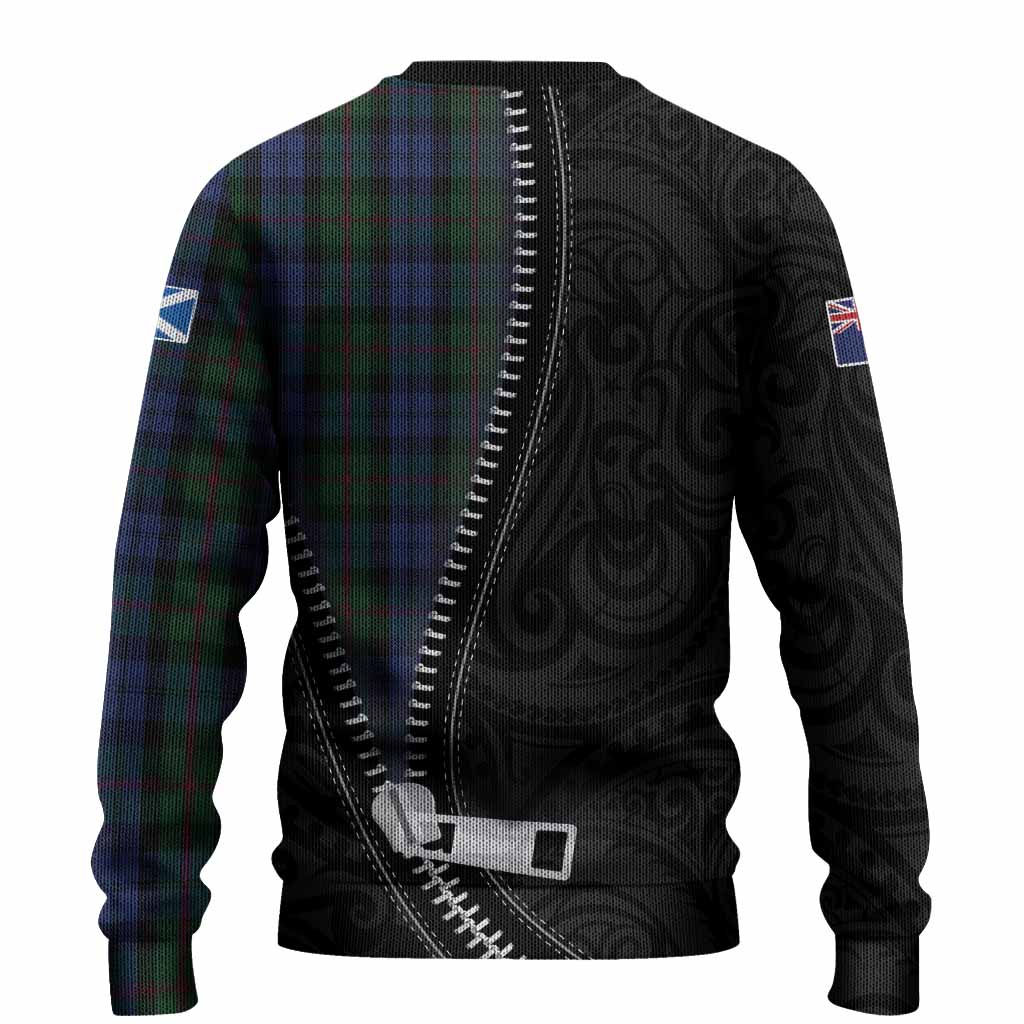 Baird Tartan Knitted Sweater New Zealand Pattern Unique Zipper Stylized