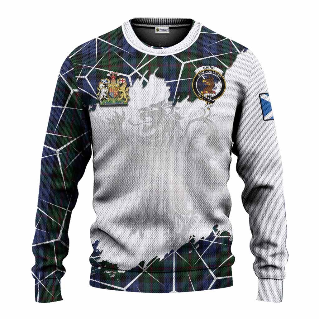 Baird Tartan Knitted Sweater with Family Crest and Lion Rampant Grunge Style
