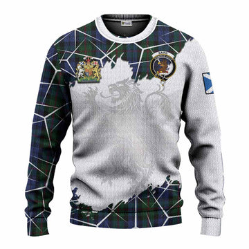 Baird Tartan Knitted Sweater with Family Crest and Lion Rampant Grunge Style
