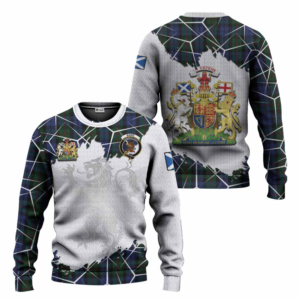 Baird Tartan Knitted Sweater with Family Crest and Lion Rampant Grunge Style