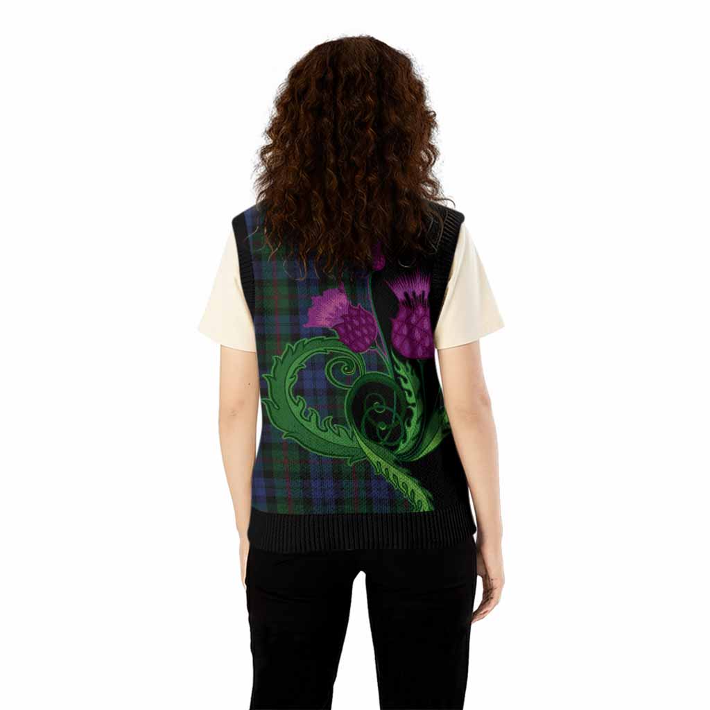 Baird Tartan Knitted V-Neck Vest Traditional Scottish Thistle