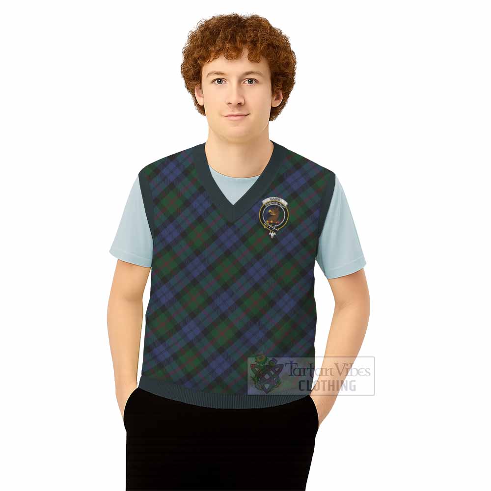 Balfour Tartan Knitted V-Neck Vest with Family Crest Cross Style