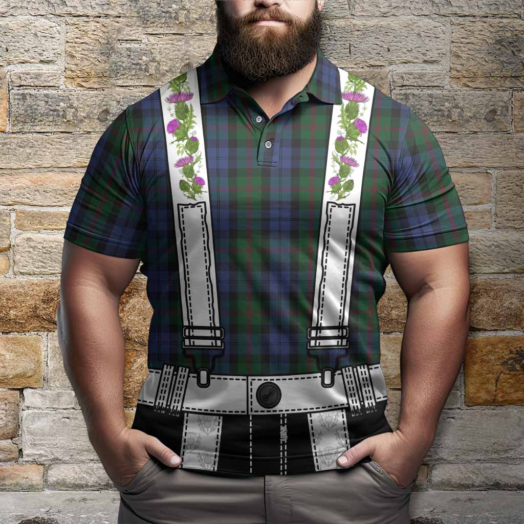 Baird Tartan Lederhosen Costume Polo Shirt Scotland Thistle Floral
