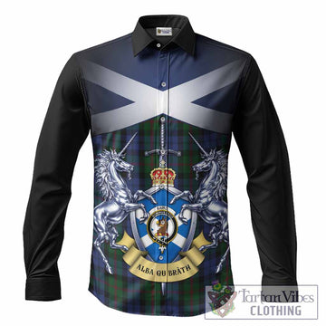 Baird Tartan Long Sleeve Button Shirts Alba Gu Brath Unicorn Crest