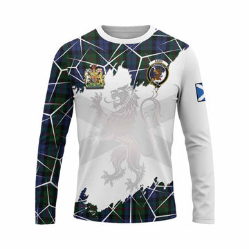 Baird Tartan Long Sleeve T-Shirt with Family Crest and Lion Rampant Grunge Style