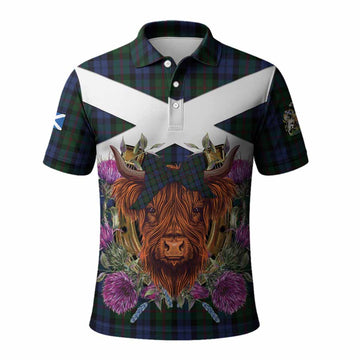 Baird Tartan Polo Shirt Scottish Thistle Heilan Coo