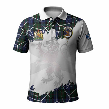 Baird Tartan Polo Shirt with Family Crest and Lion Rampant Grunge Style