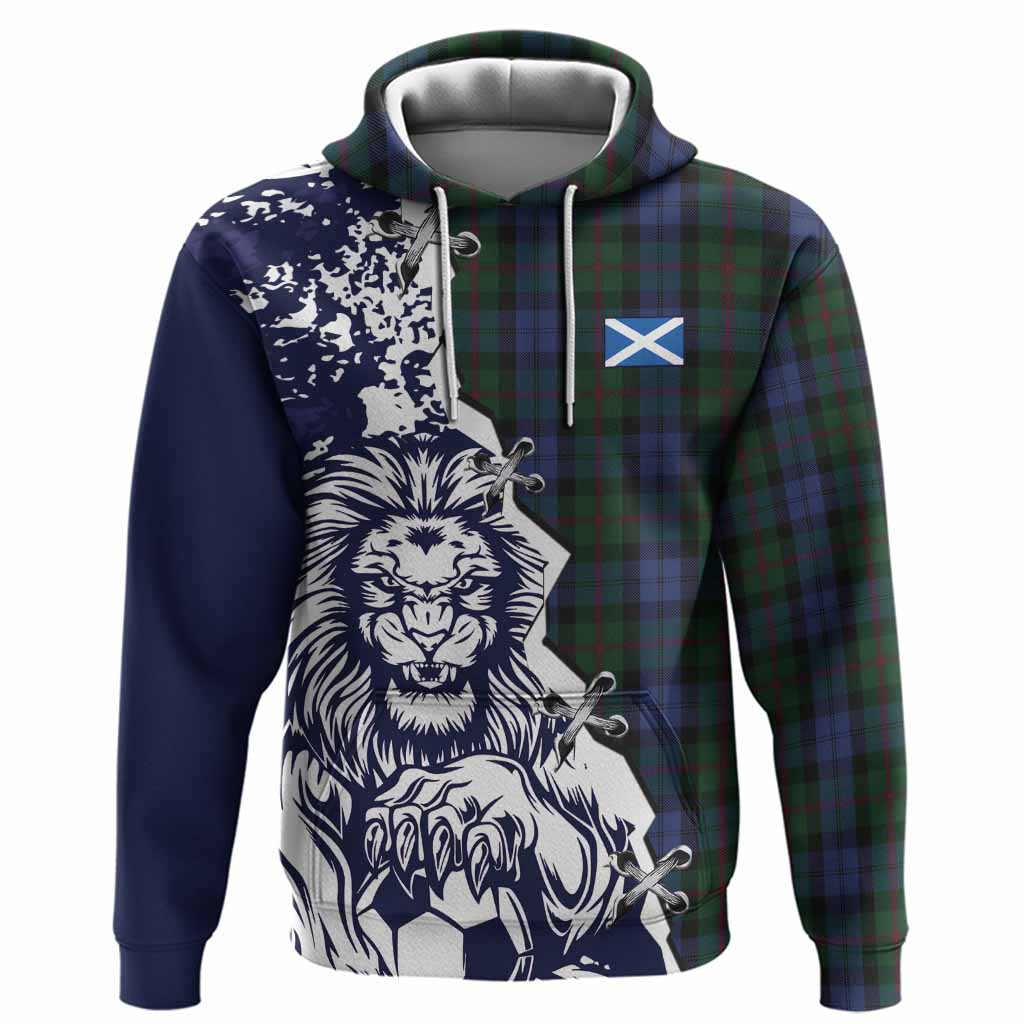 Baird Tartan Scottish Hoodie Angry Lion With Soccer Ball Style