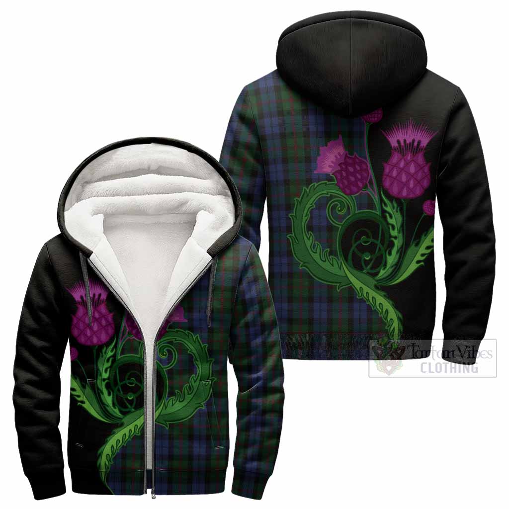 Baird Tartan Sherpa Hoodie Traditional Scottish Thistle