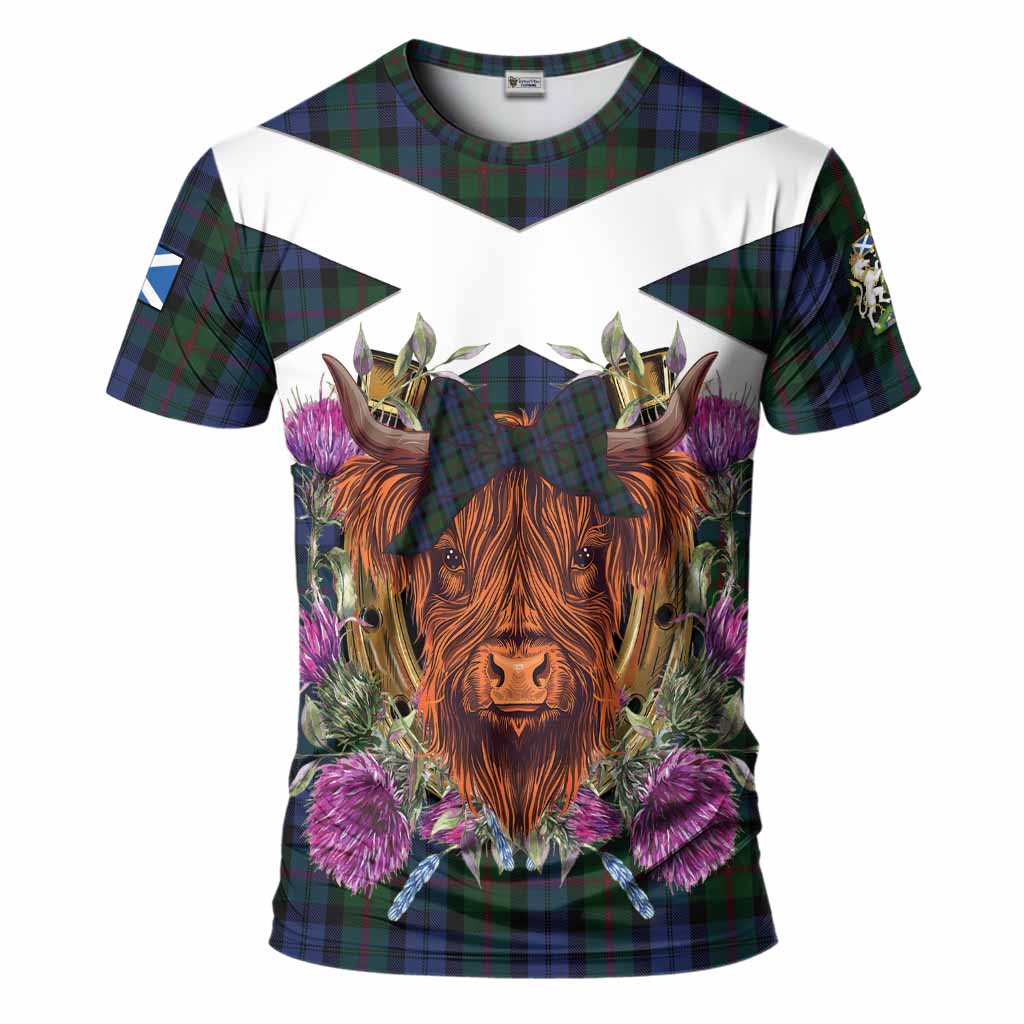 Baird Tartan T-Shirt Scottish Thistle Heilan Coo