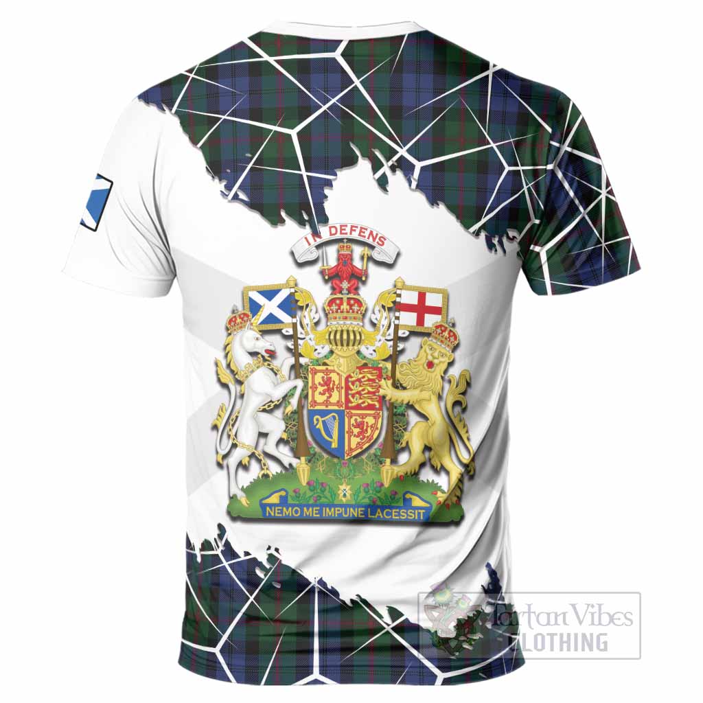 Baird Tartan T-Shirt with Family Crest and Lion Rampant Grunge Style