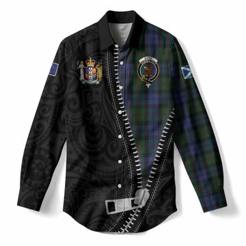 Baird Tartan Women Casual Shirt New Zealand Pattern Unique Zipper Stylized