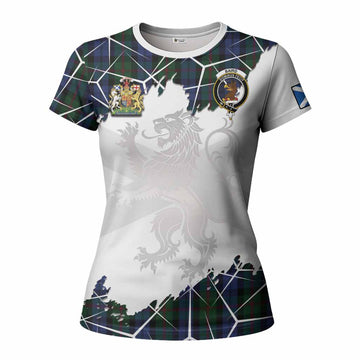 Baird Tartan Women T shirt with Family Crest and Lion Rampant Grunge Style