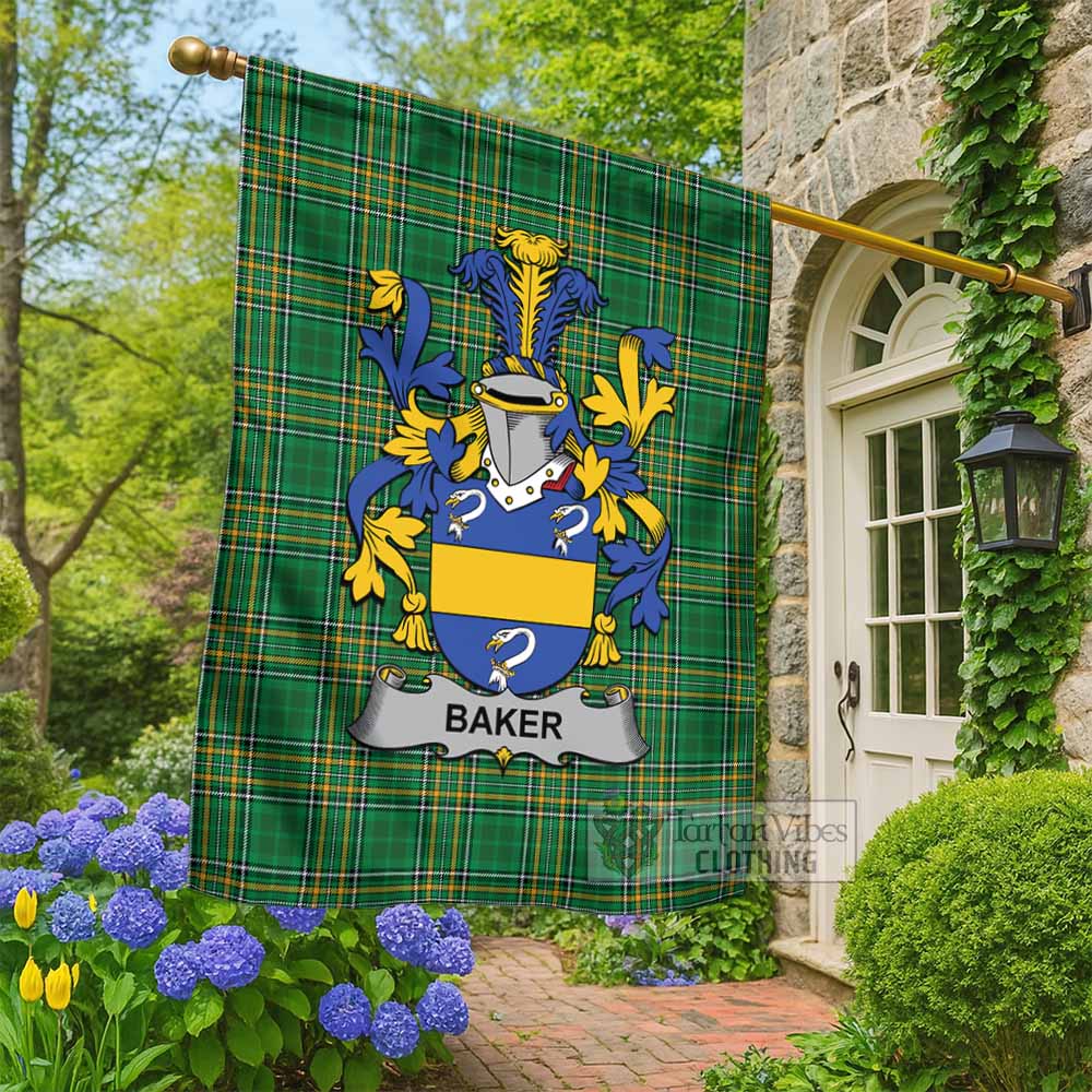 Baker Irish Clan Tartan Flag with Coat of Arms